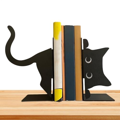 Sujetalibros De Gato Decorativos, Sujetalibros De Metal De | 1 Par De Sujetalibros De Gato Bonitos para Libros Pesados, Sujetalibros Únicos Creativos para Estudiantes, Decoración De Estante