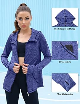 Vêtement Yoga Sportif Veste Sport Femme Zippée - Manches Longues Avec Capuche Et Trous Pouces - Course à Pied Yoga Vêtement Fitness Trous Pouces Vêtement Yoga Sportif Veste Sport Femme Zippée - Manches Longues Avec Capuche Et Trous Pouces - Course à Pied Yoga Vêtement Fitness Trous Pouces