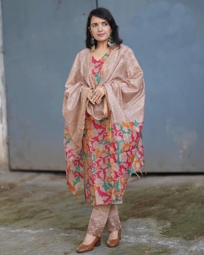 Image of ANNI DESIGNER Women's Cotton Blend Casual Style Kurta With Pant & Dupatta