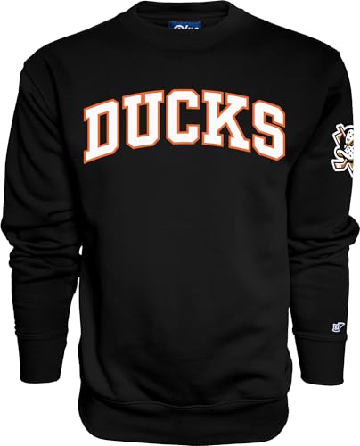 Blue 84 Anaheim Ducks NHL Officially Licensed Crewneck Sweatshirt Sleeve Logo Secondary Color, Large