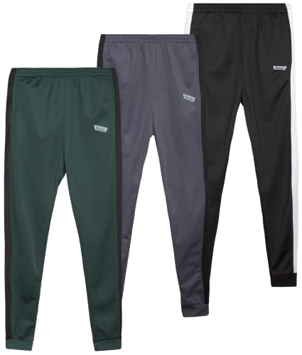 Ixtreme 3 Pack Athletic Boys Fleece Joggers Sweatpants, Performance Active Tricot Track Pants For Youth Boys With Pockets, Size 8, Black/Forest Charcoal #TOP26