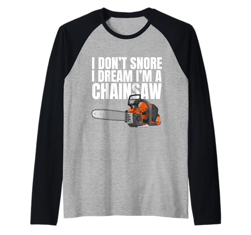 Divertido Arte de leñador para Hombre, Sierra cortadora de árboles, maderera, Motosierra Camiseta Manga Raglan