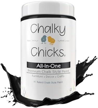Chalky Chicks 32 Fl Oz Matte Starless Night Black Chalk Paint, Furniture Paint No Sanding All in One Paints Without Sanding for Cabinet, Wood, Crafts, Chalk Board, Walls, Dresser, Kitchen