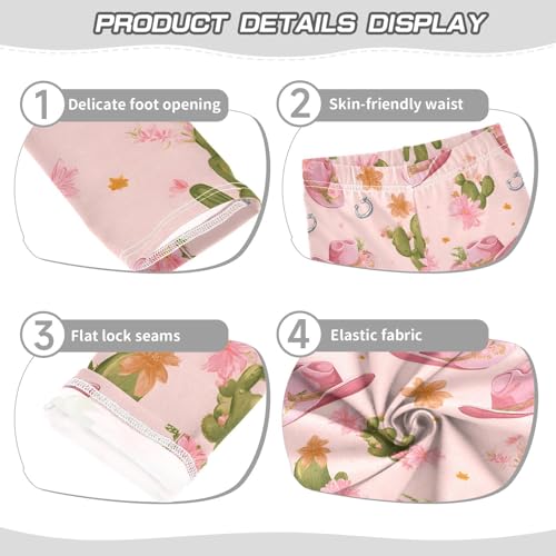 Pink Denim Hat Pattern Girls Leggings Ultra Soft Compression Yoga Gym Pants for Kids 4-10T3