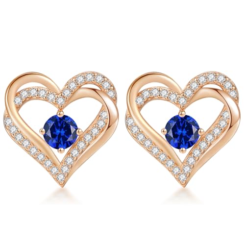 CDE Forever Love Heart Birthstone Stud Earrings Jewelry Gifts for