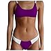Produktbild TOPKEAL Damen Sexy Bandeau Colorblock Badeanzug Strandmode Push Up Gepolstert Bikini Set Zweiteilige Strandkleidung Triangel Bikinihose Bademode (Lila, M)
