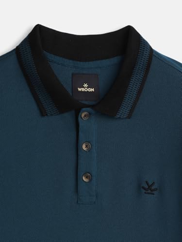 Image of WROGN Men's 100% Cotton Polo T-Shirt | Solid Style | Slim Fit
