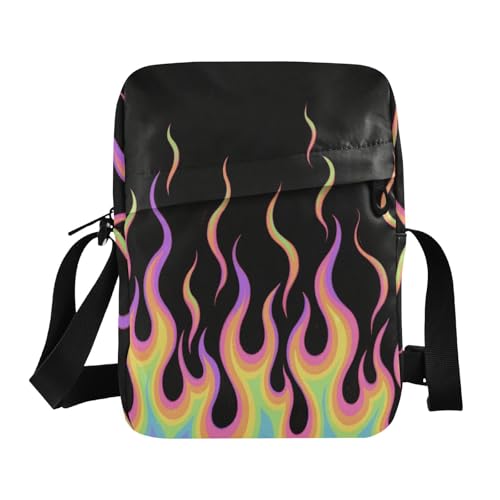 messenger bag for women crossbody men shoulder bag Handbag For Travel Adjustable Strap for Outdoor Daily Outdoor Daily- Flowing Fire Giraffe Colorful