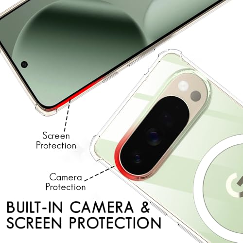 Image of TheGiftKart Shockproof Ultra-Hybrid Back Cover Case for Google Pixel 10 Pro XL Compatible with MagSafe | 360 Degree Protection | Crystal Clear Hard Back Cover Case (PC & TPU, Transparent Bumper)