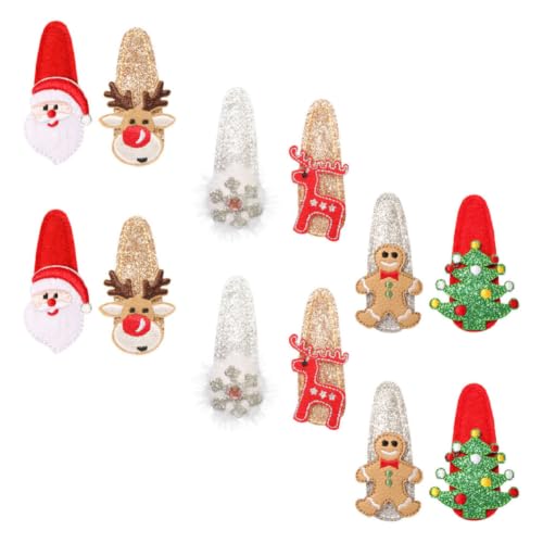 12 Pinzas de pelo navideñas ibasenice con tela y lentejuelas