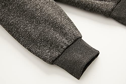Facitisu Men's Winter Zip Up Hoodie Sherpa Fleece Sweatshirt Warm Thick heavyweight Coats Block Color Black & Grey 3X-Large4