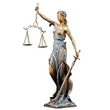 R REALONG Bronze Lady Justice Statue, 11-Inch Greek Mythology Goddess Sculpture Handmade Art– The for Lawyers (Rendering Blue)