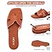 FITORY Women's Slide Sandals, Flat Fashion Square Open Toe with Cushion Slippers for Summer Beach Size 7 All Brown