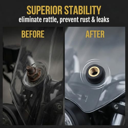 ZORTVUL 15 Stück M5 Motorrad Windschutzscheibenmutter, Windschutzscheiben Befestigung Gummi Schrauben, 5Mm/0,2In Gummi Well Mutter Sortiment Für Die Meisten Motorräder Ersatzzubehör