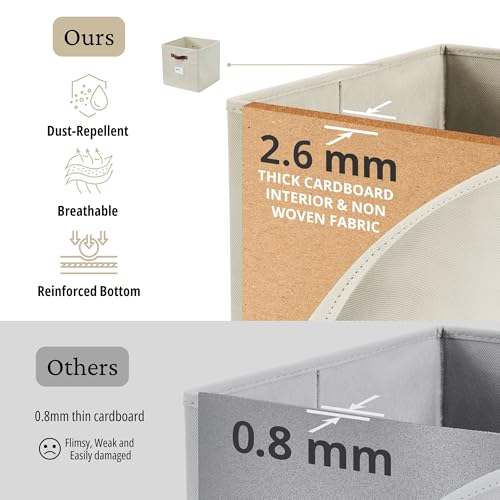 Image of DECOMOMO Storage Bins, Cube Storage Bin with Labels, Fabric Storage Cubes for Shelves (10.5 inch x 11 inch / 2pcs, Beige)