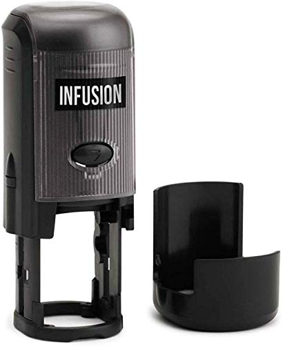 Infusion Custom Text Round Self-Inking Rubber Stamp (3/4" Diameter) - Up To 3 Lines Of Text And Border #TOP2