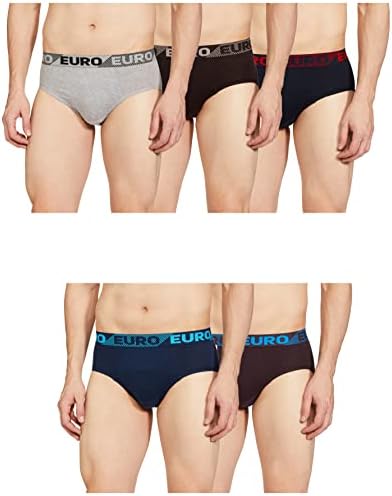 EURO Men's Cotton Brief (Pack of 5) (Colors May Vary)