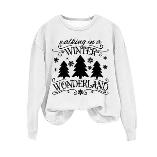Christmas Tops for Women: Winter Wonderland Pullover & Xmas Jumpers - Long Sleeve Oversized Tunic Tops & Sweatshirts