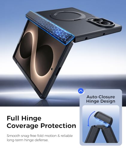 Image of FNTCASE for Samsung Galaxy Z Fold 8 Case with 360 Spin Magnetic Stand Black | Compatible for Magsafe,Full Hinge Protection,Screen Protector,Translucent Matte Grade Shockproof Protective Cover
