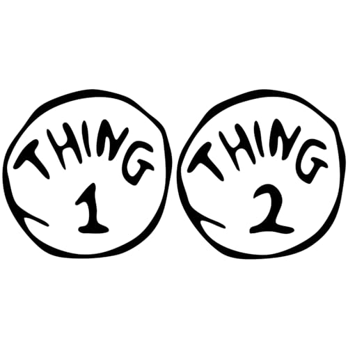 Lightfire Printing Thing 1 & Thing 2 Iron-On DTF Patch Set DIY Cat in The Hat Costume Accessories Felt Patches for Family Friends & Class Photos Easy Iron Application 2PK (Thing 1 & Thing 2.)