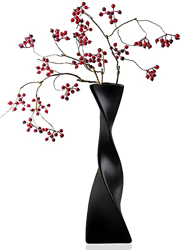 YYDSA Vase en Céramique Noire, 41 Cm Vase à Poser Au Sol, Moderne Géométrique Vase pour Branches Décoratives, Grand Vase Décoratif pour Salon, Table, Maison, Bureau, Black