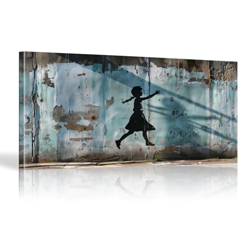 Toile Banksy Fille Graffiti pour Sublimer une Chambre Cosy 60x120 cm