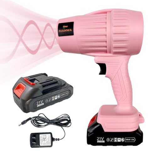 Mini Cordless Leaf Blower 21V, 300 CFM, 80 MPH, Pink