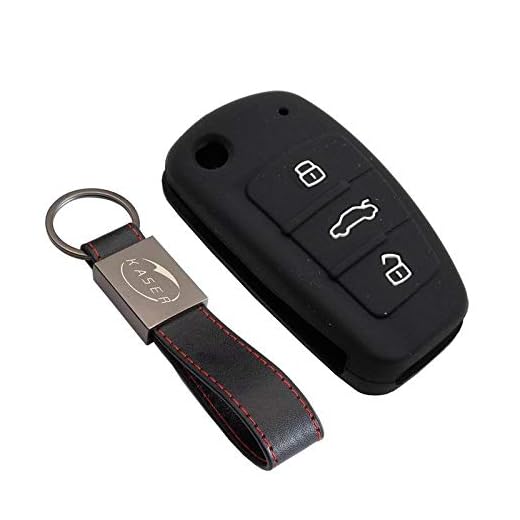 kaser Funda Silicona para Llave Audi – Carcasa Llaveros 3 Botones para Coche A1 A3 S3 A4 S4 A5 S5 A6 A7 Q3 Q5 Q7 TT Cover Case Protección Remoto Mando Auto (Negro)