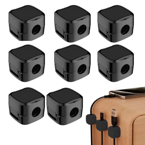 EIROVYA EIR 8 Pezzi Organizer Cavi,Clip per Cavi,Fermacavi Adesivi,Magnetico Organizzatore,Ferma Cavi,Organizzatore Scrivania,per Scrivania,Comodino,Cavi di Ricarica,HDMI,USB,Cavo Audio,Nero