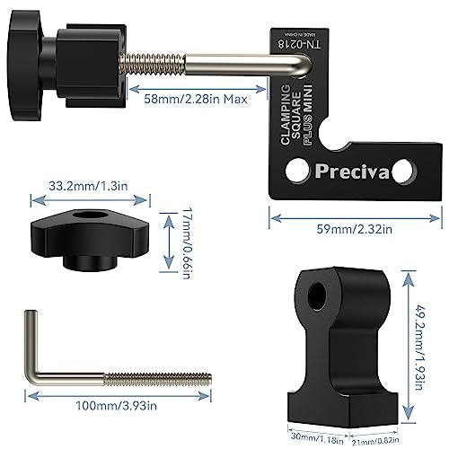 90 Degrees Positioning Square Clamps, Preciva Mini Aluminum Alloy Right Angle Square with 2 Clamps, Professional Woodworking Block Carpenter Clamping Tool for Picture Frames Drawers(5.7cm/2.24 Inch)