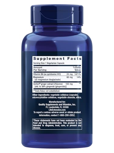 life extension daily pms relief menstrual comfort supplement pms-related cramps lower back discomfort mood ginger magnesium b6 gluten-free non-gmo 60 capsules