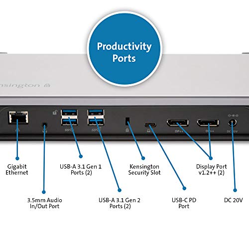Dock USB-C Kensington LD4650P pour un bureau Windows rangé et sûr