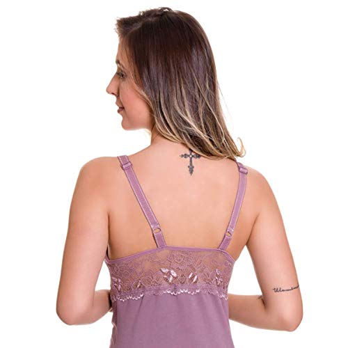 Camisola Amamentação Com Robe em Microfibra e Renda - ES206-207