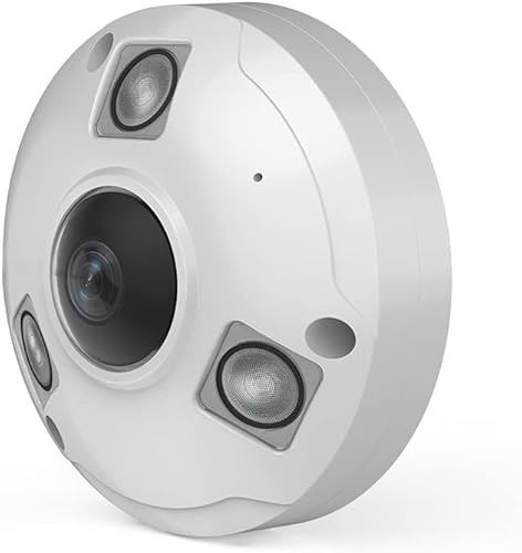Vonnision 4K POE IP Fisheye Camera, Mic. Audio in, 1.7mm Lens, 49ft Infrared, WDR, Metal housing, IP66 Water-Proof Indoor&Outdoor Panoramic Security Camera(Compatible with Hikvision/Dahua NVRs)