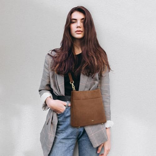 Image of Kattee Leather Handbags for Women 2026, Soft Shoulder Tote Crossbody Purses Bucket Bags with 2 Detachable Straps