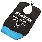Anneome Divertido babero para adultos con banda adhesiva ajustable, reutilizable, protector de ropa para ancianos, ligero y lavable, delantal para la hora de comer, para hombres y mujeres, práctico