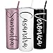 Personalized 20 oz Stainless Steel Skinny Tumbler with Custom Monogram Vinyl Decal by Avito - Includes Straw and Lid - Bridesmaid, Bachelorette, Bridal Party Gifts