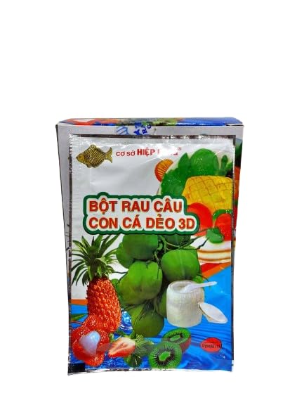 Hiep Long Jelly Powder - Best for Gelatin Art Cake - 3D Jelly Cake - Rau Cau Hieu Con Ca Deo- 12 packs x 0.42oz