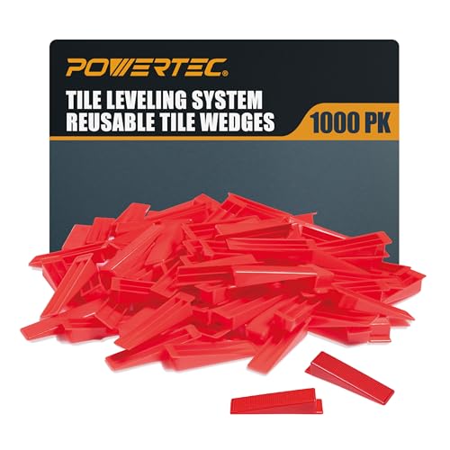 Image of POWERTEC Tile Leveling System Reusable Tile Wedges 1000 Pack for Floor and Wall Tile Installation, Tile Installation Kit for 1 /8 inch and 1 /16 inch Tile Spacers (71897-P10)