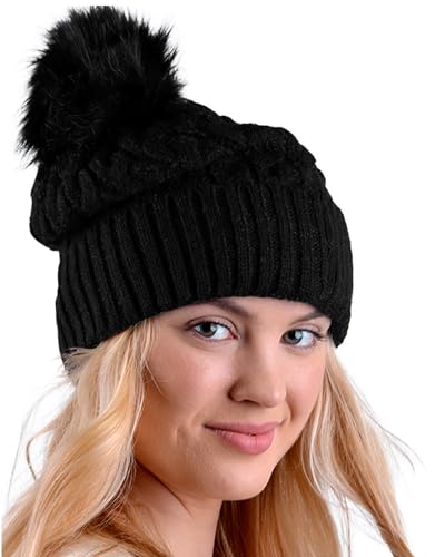 Image of Nollia Womens Cable Knit Winter Beanie for Cold Weather