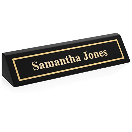 Providence Engraving Black Wood Desk Name Plate 2x10