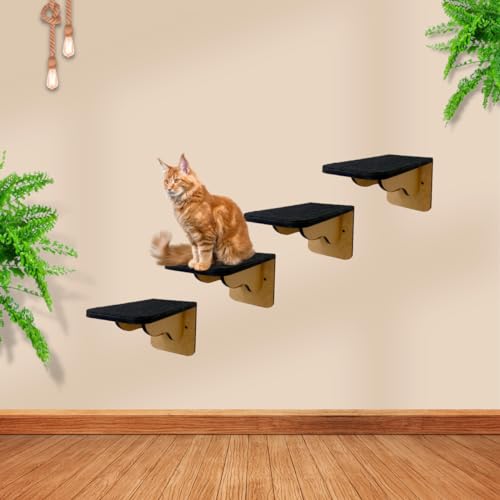 Kit 4un Degraus Escada Em Mdf e Carpete Antiderrapante Fixo de Parede