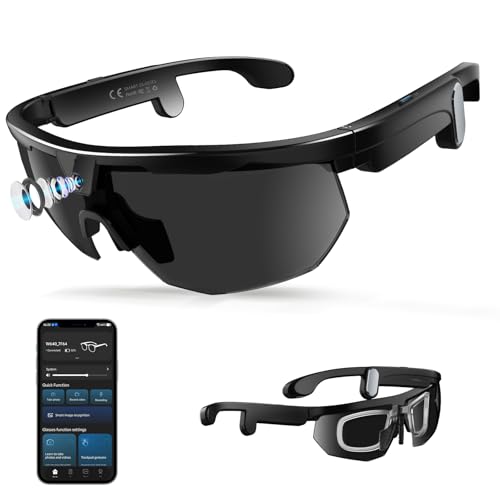 AI Cycling Camera Glasses with 4K Video & 32MP Photo, Polarized UV400 Smart Sunglasses with Camera, EIS Stabilization, IP66 Waterproof Bluetooth Glasses for Men Women Biking Running Baseball