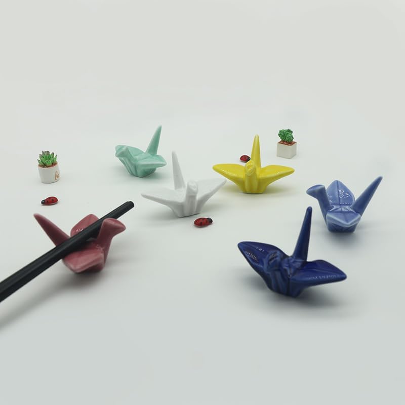 6 Pack Ceramic Chopstick Rest Porcelain Chopstick Holder for Spoon Chopsticks Knife Tableware Origami Crane