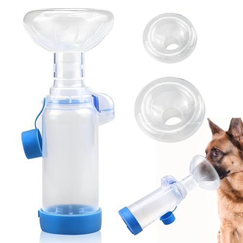 exatta Distanziatore per inalatore per Cani o Gatti,Camera di aerosol inalatore,con 2 Misure di mascherine,per Animali Domestici,Aiuta Gli Animali Domestici a Respirare e dispensare farmaci (Blu)