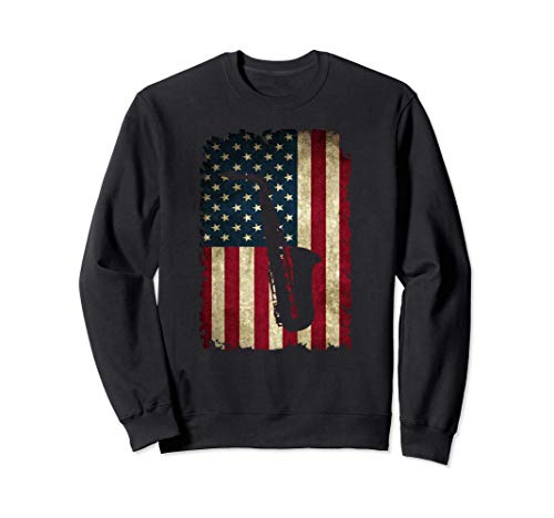 Band Student Saxophone Player USA Flag Musical Instrument Sudadera