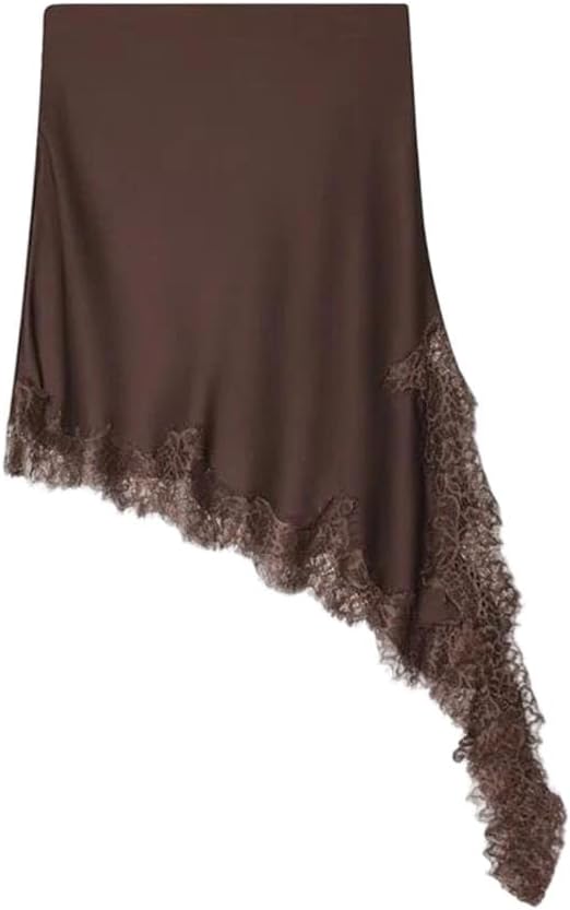 Women's Solid Color Comfortable Everyday Home Wear Satin Asymmetrical Hem Skirt