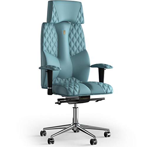 KULIK SYSTEM Silla de Oficina Ergonómica - Confort y Ajustable con Soporte Lumbar y Espinal para Largas Horas de Trabajo |Diseño Patentado | Business Eco Cuero - Design Cielo