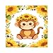 PKWKTKY Cute Monkey Sunflower Fashion Silk Head Scarfs for Women and Men, Bandana Hair Wrap Headscarf Lightweight Neck Scarves 22 x 22 Inch