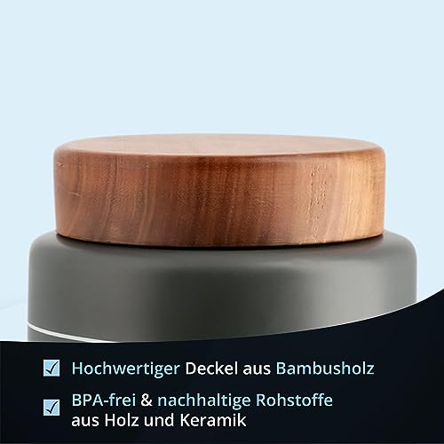 Teedose aus Keramik mit Holzdeckel, luftdicht und poliert, 1 Liter